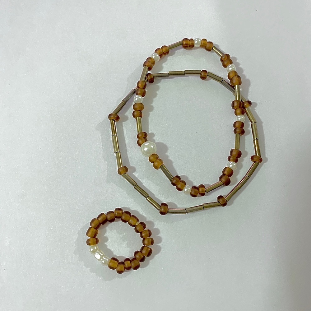 Stretch bracelets and ring set